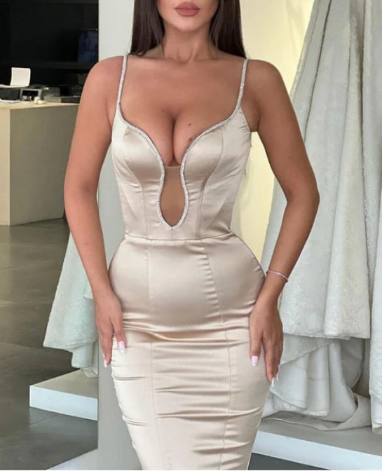 Beautiful Sleeveless Spaghetti-Strap Long Mermaid Formal Prom Dress